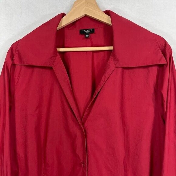 Talbots Woman Button Down Shirt 18 Crisp Clean Classic Bold Academia Career 18W - Picture 2 of 5